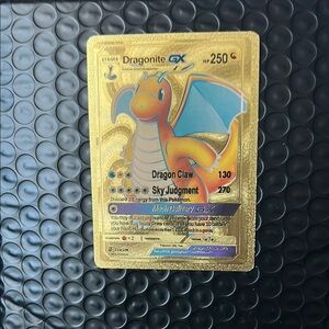 Pokemon Dragonite GX Gold Trading Card